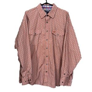 Panhandle Orange Men's XL Long Sleeve Shirt Dark Pearl Snaps Flip‎ Cuff  Cowboy